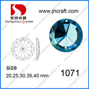 Dz-1071 Flat Back Blue Spiegel Runde Glasperlen mit Löchern für Brautkleid